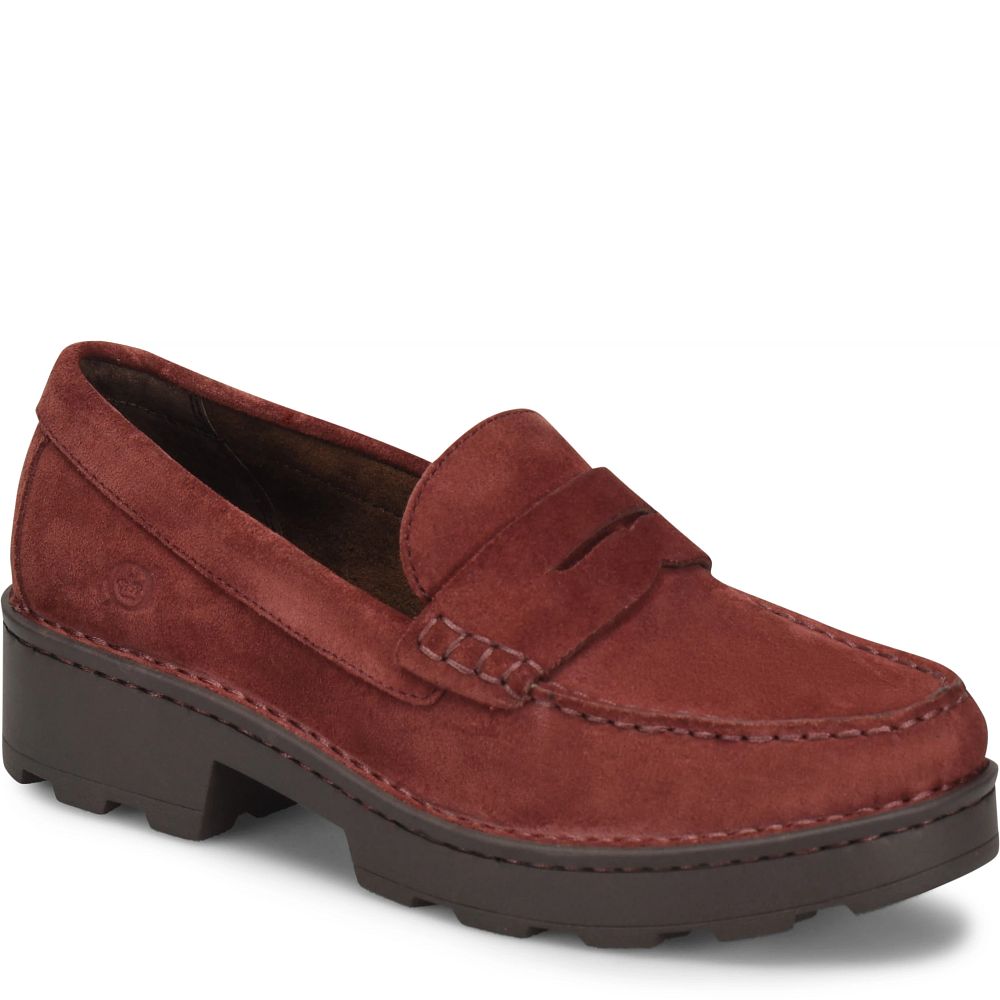 Born Carrera Slip-Ons Burgundy Granata Suede Product ID-1V1Wq29Q