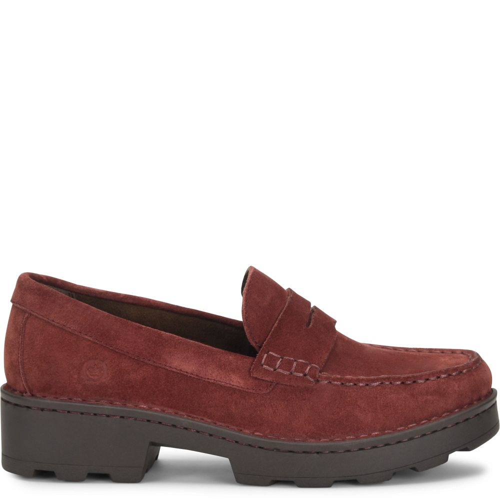 Born Carrera Slip-Ons Burgundy Granata Suede Product ID-1V1Wq29Q