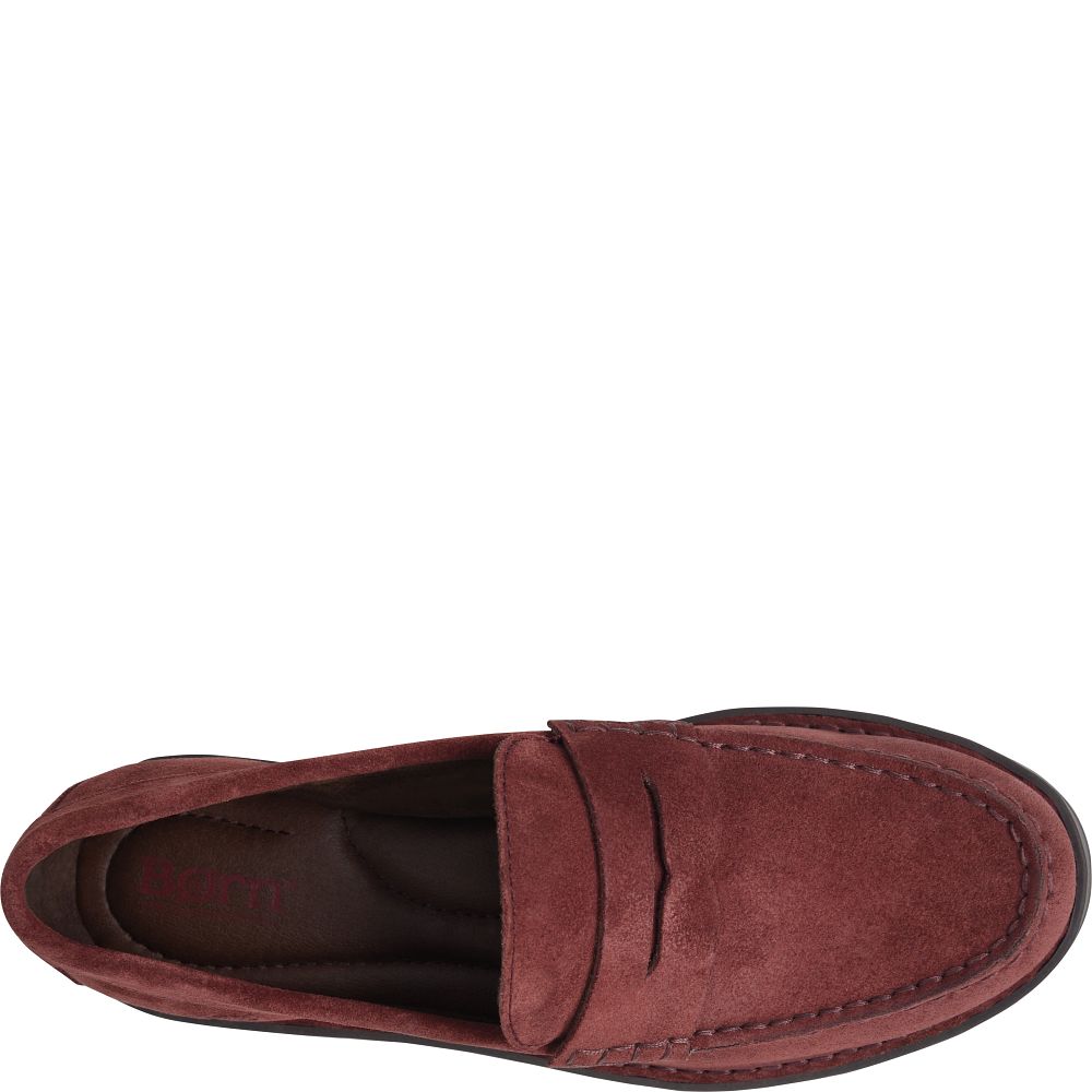 Born Carrera Slip-Ons Burgundy Granata Suede Product ID-1V1Wq29Q