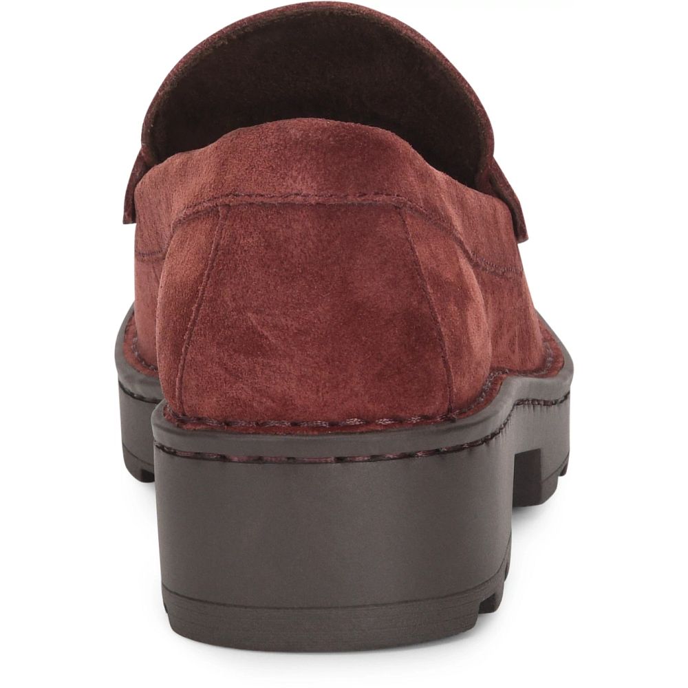 Born Carrera Slip-Ons Burgundy Granata Suede Product ID-1V1Wq29Q