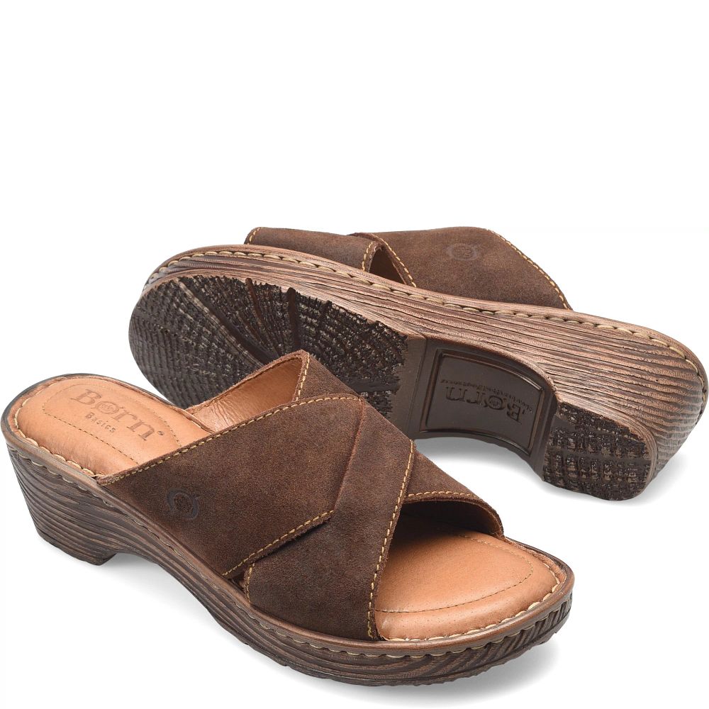 Born Teayo Basic Sandals Dark Brown Distressed Product ID-C5P01wA3