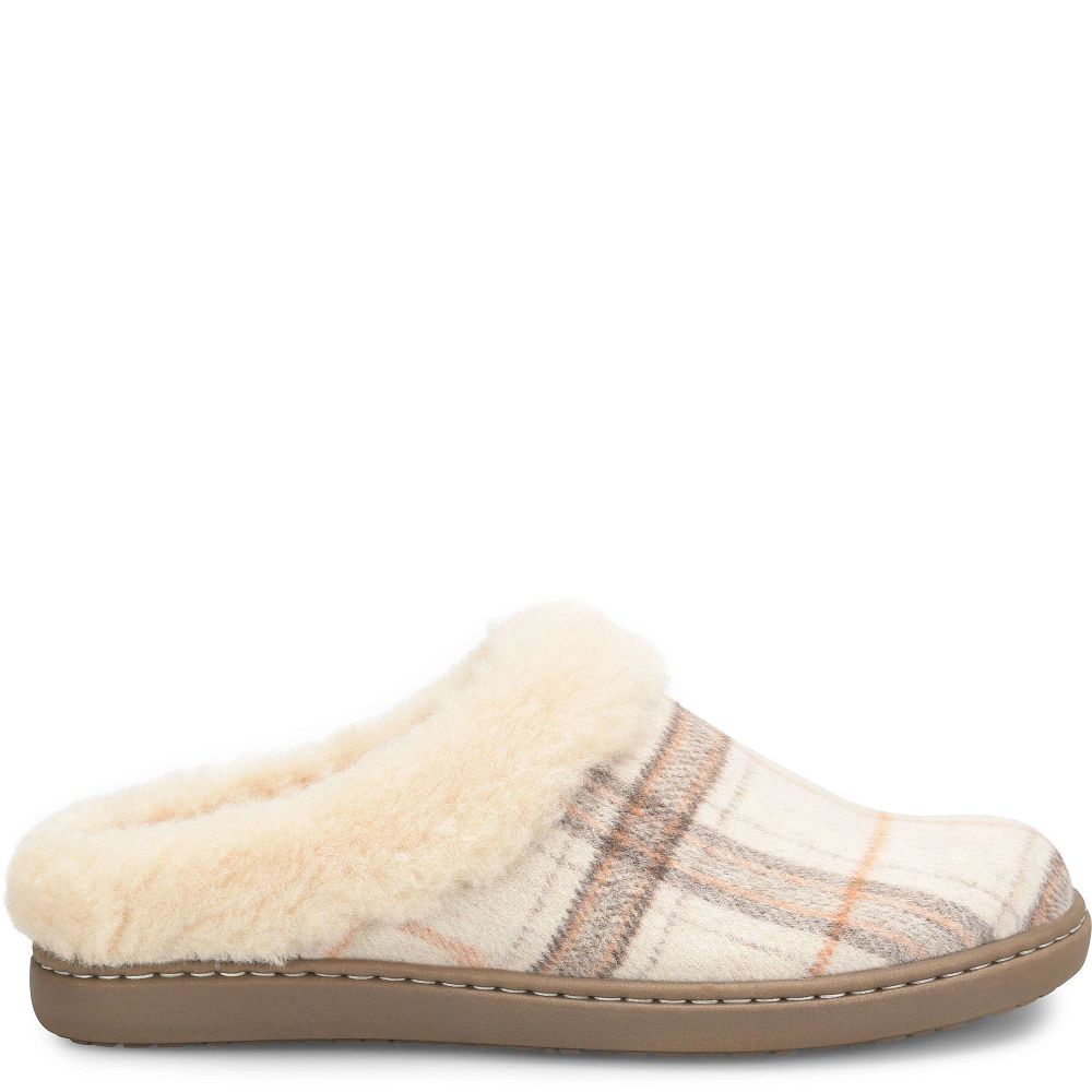 Born Ali Slippers Winter White Plaid Wool Product ID-EV1HQFtU