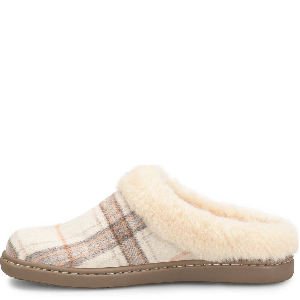 Born Ali Slippers Winter White Plaid Wool Product ID-EV1HQFtU