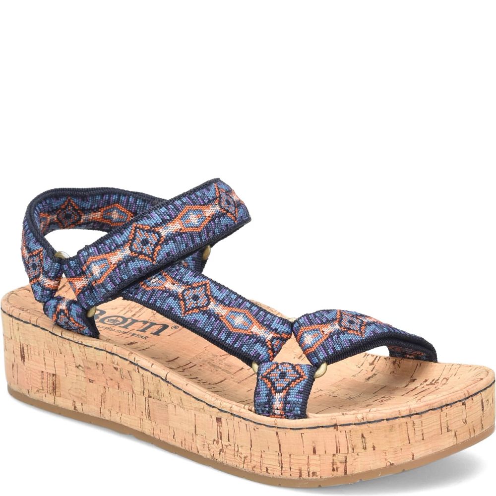 Born Sirena Colors Sandals Navy Fabric Product ID-IhSSFdQs