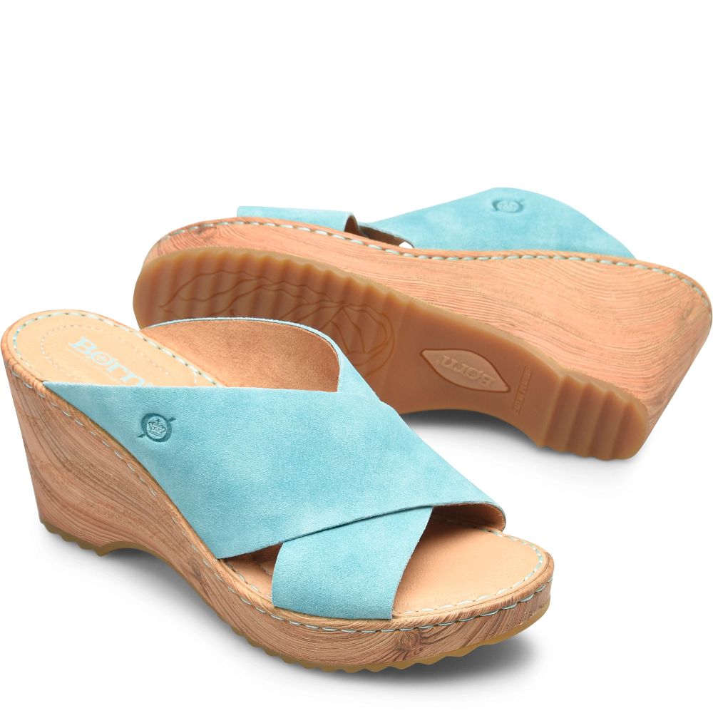Born Nora Sandals Turquoise Turchese Suede Product ID-IqO0Ywe8