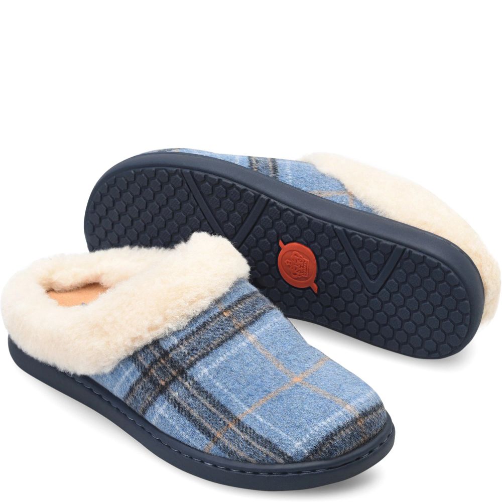 Born Ali Slippers Blue Plaid Wool Product ID-JqQx4GxM  Born Ali Slippers Blue Plaid Wool Product ID-JqQx4GxM