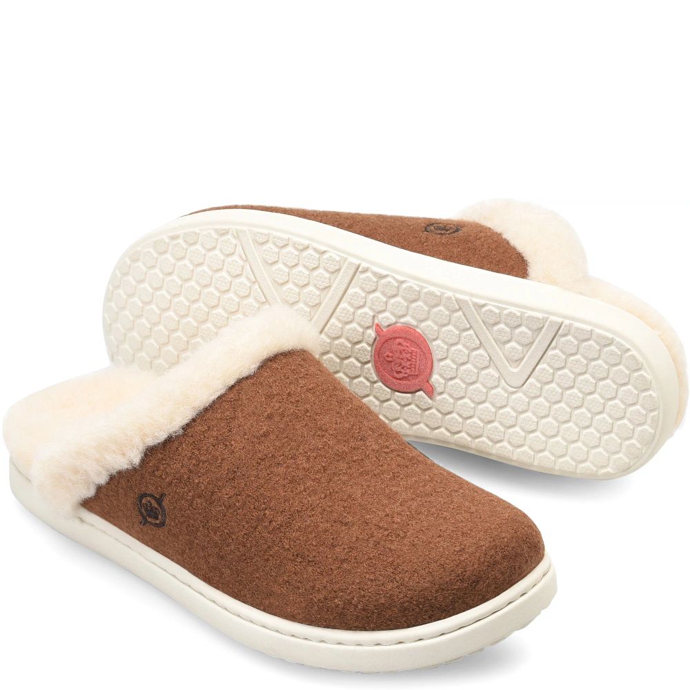 Born Zoe Slippers Cognac Wool Combo Product ID-NpmWrnRU