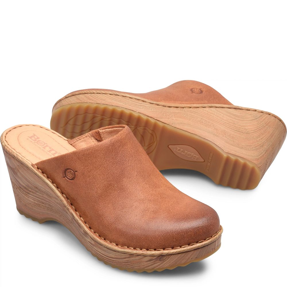 Born Natalie Clogs Tan Camel Distressed Product ID-PYKire0g