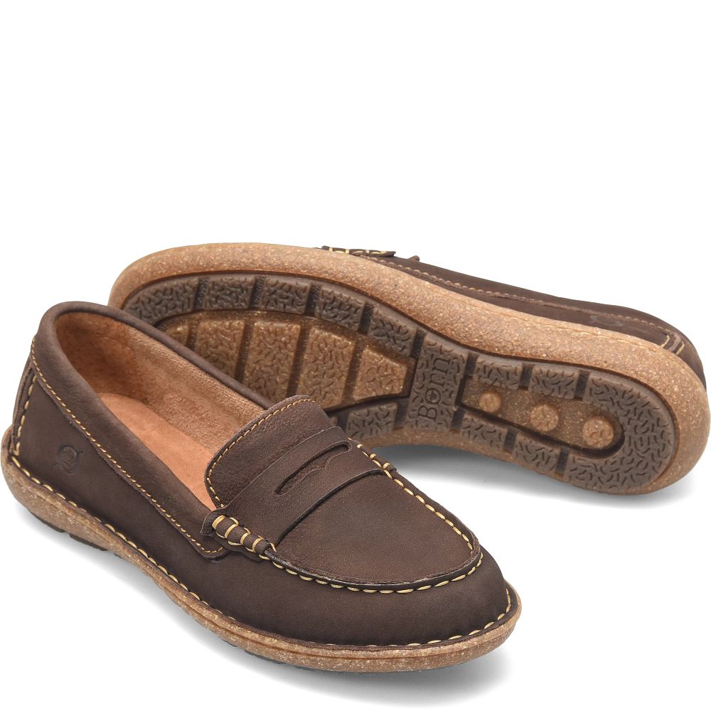Born Nerina Slip-Ons Brown Crater Nubuck Product ID-UjzQRbi4