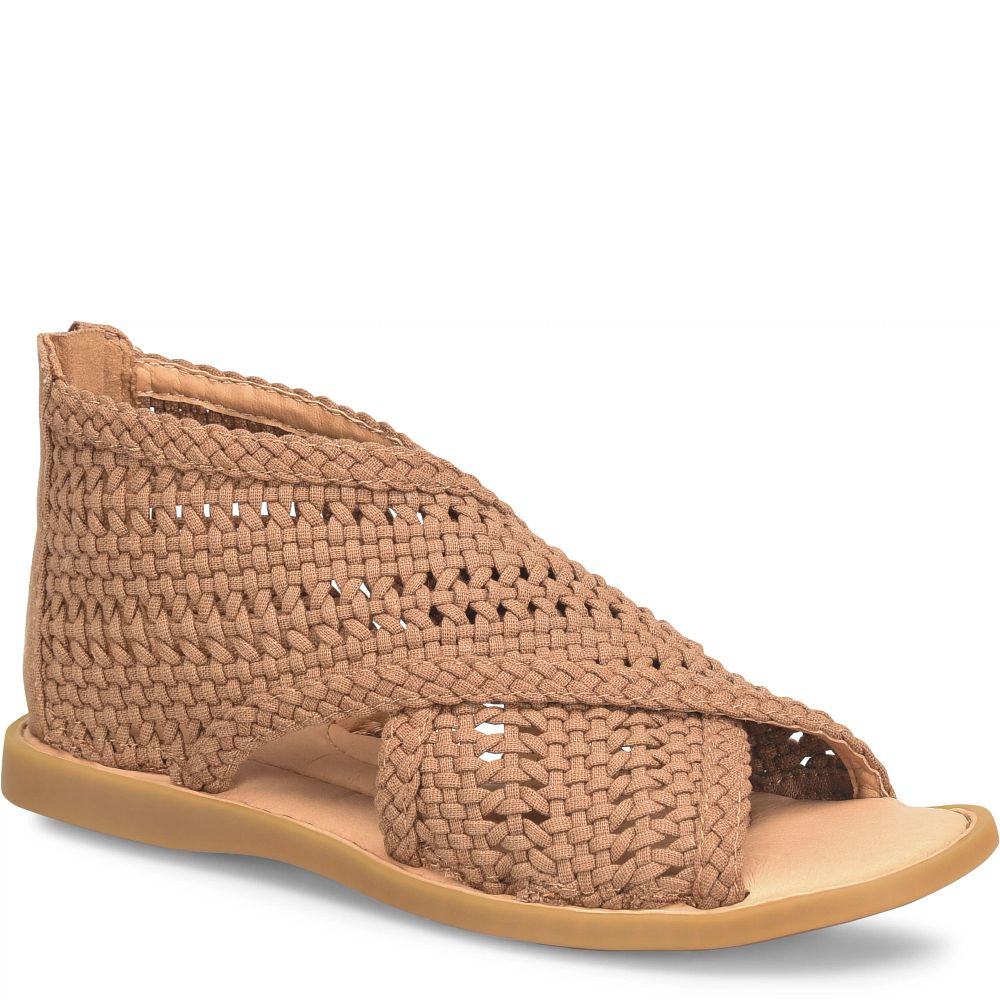 Born Iwa Mac Sandals Brown Knit Fabric Product ID-X9uafQM2