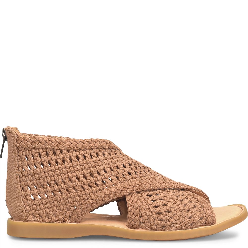 Born Iwa Mac Sandals Brown Knit Fabric Product ID-X9uafQM2