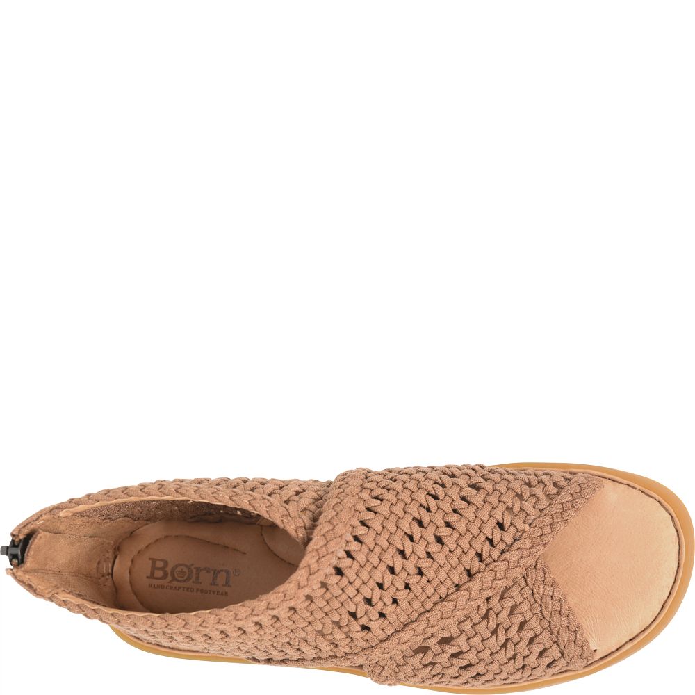 Born Iwa Mac Sandals Brown Knit Fabric Product ID-X9uafQM2