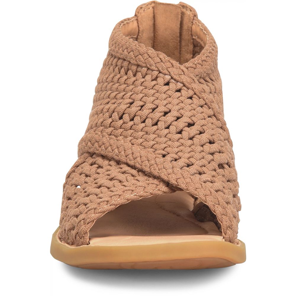 Born Iwa Mac Sandals Brown Knit Fabric Product ID-X9uafQM2