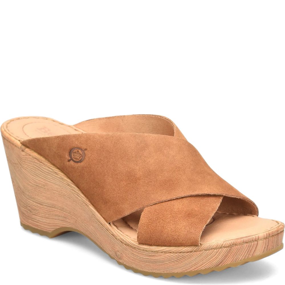 Born Nora Sandals Tan Camel Suede Product ID-XPKIEdGE