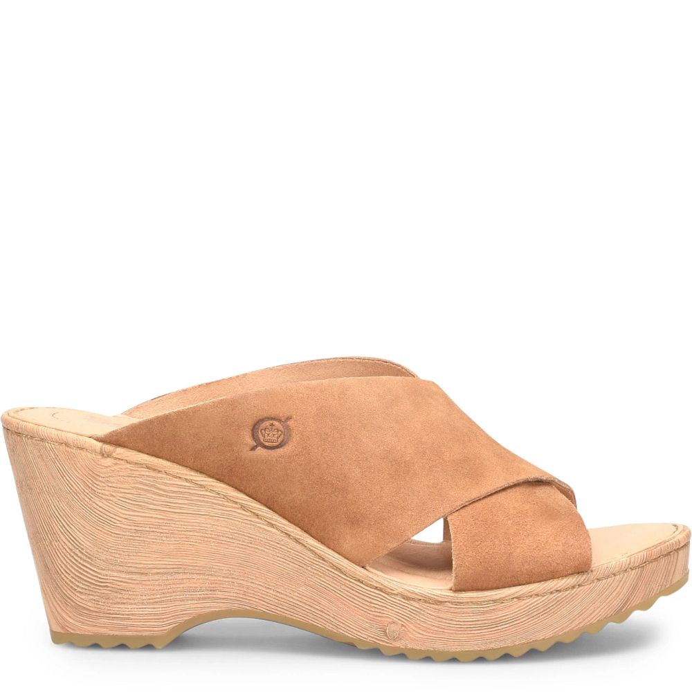 Born Nora Sandals Tan Camel Suede Product ID-XPKIEdGE