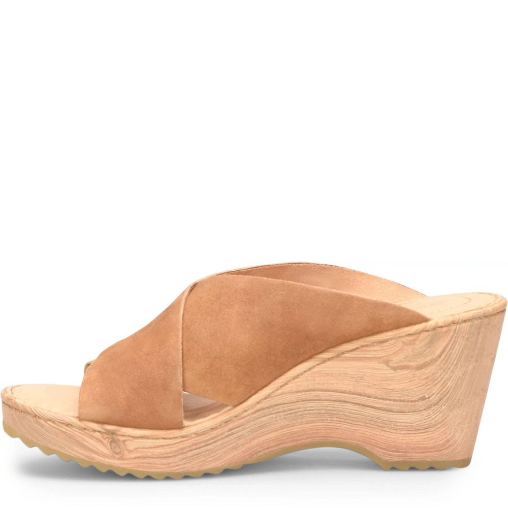Born Nora Sandals Tan Camel Suede Product ID-XPKIEdGE