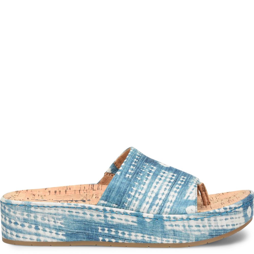 Born Sharr Tencel Sandals Blue Multi Tencel Fabric Product ID-XVXDseNP