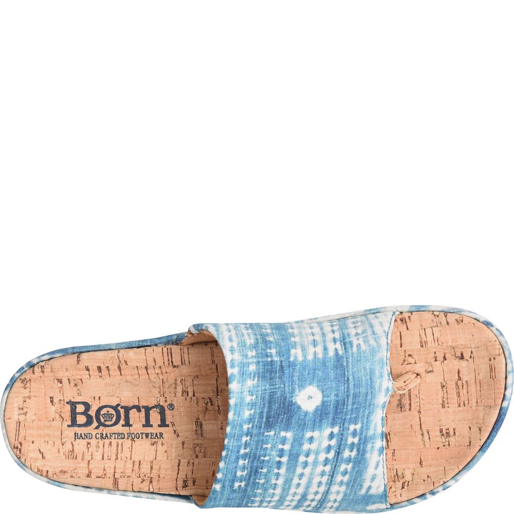 Born Sharr Tencel Sandals Blue Multi Tencel Fabric Product ID-XVXDseNP