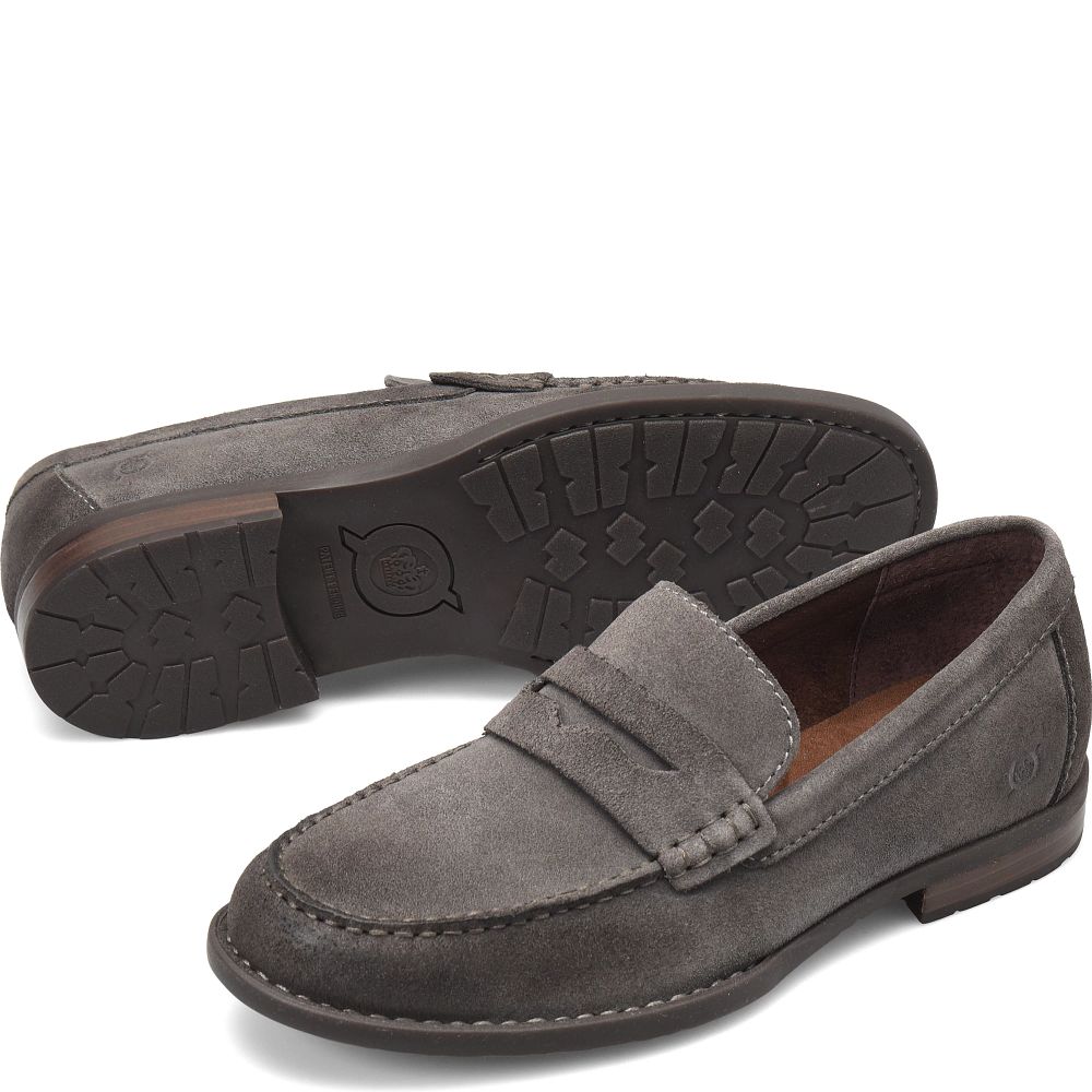 Born Matthew Slip-Ons Dark Grey Catrame Suede Product ID-aEhKIKSn
