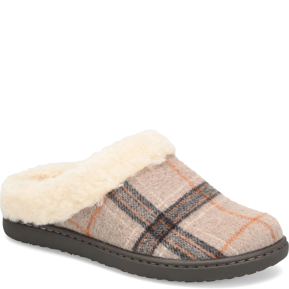 Born Ali Slippers Taupe Plaid Wool Product ID-jc87dvgS