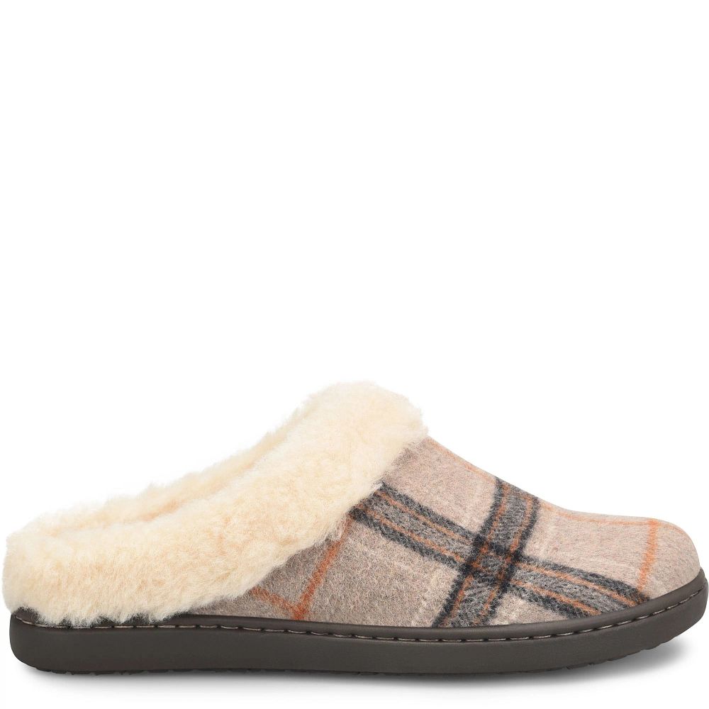 Born Ali Slippers Taupe Plaid Wool Product ID-jc87dvgS