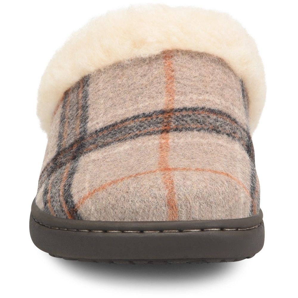 Born Ali Slippers Taupe Plaid Wool Product ID-jc87dvgS