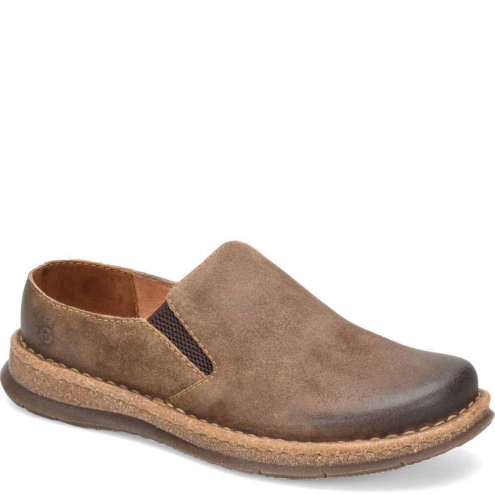 Born Bryson Clog Slip-Ons Taupe Avola Distressed Product ID-lnCskJWr