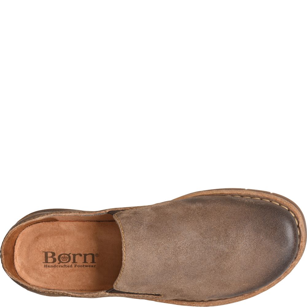 Born Bryson Clog Slip-Ons Taupe Avola Distressed Product ID-lnCskJWr