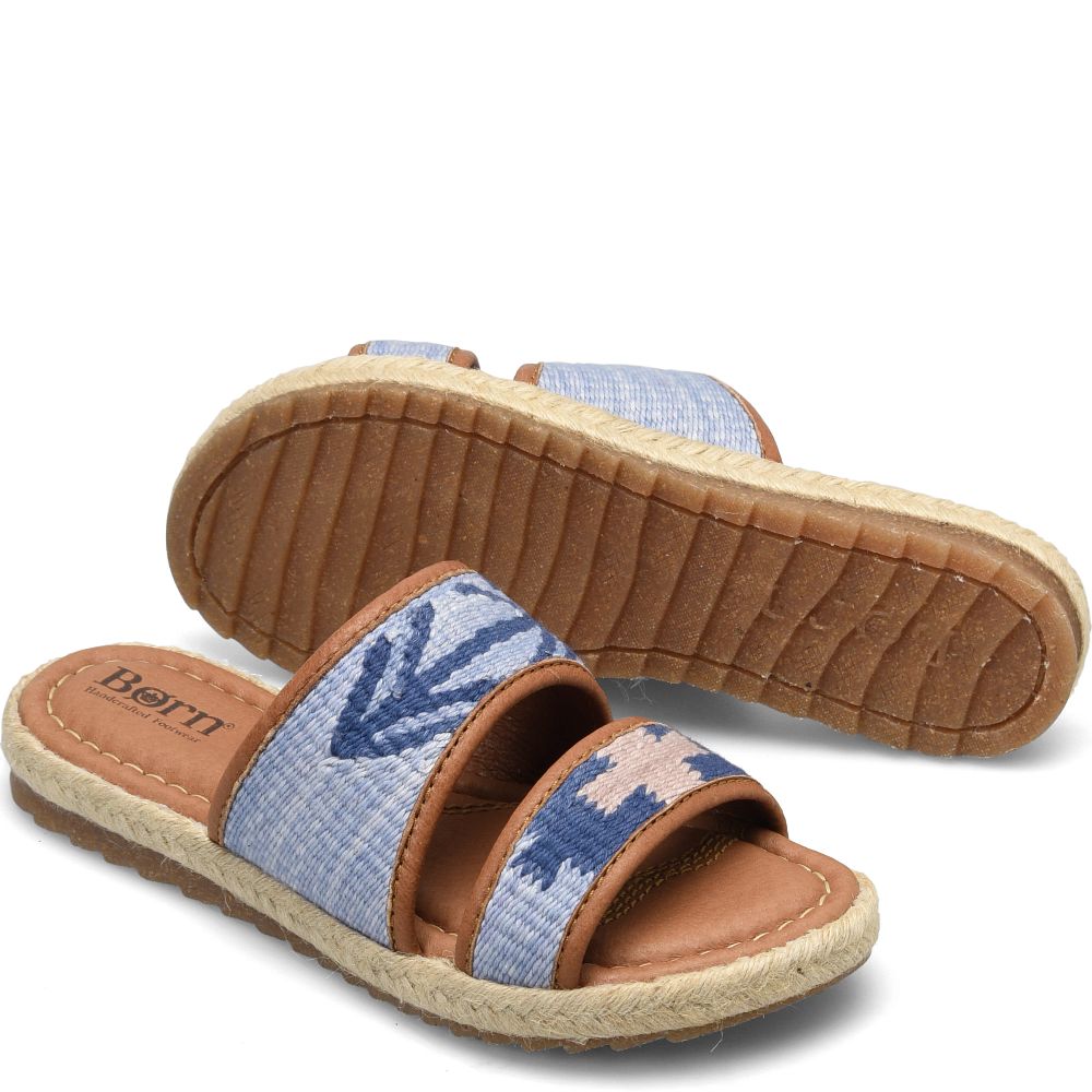Born Ellie Sandals Blue Fabric Product ID-nCuO1nng