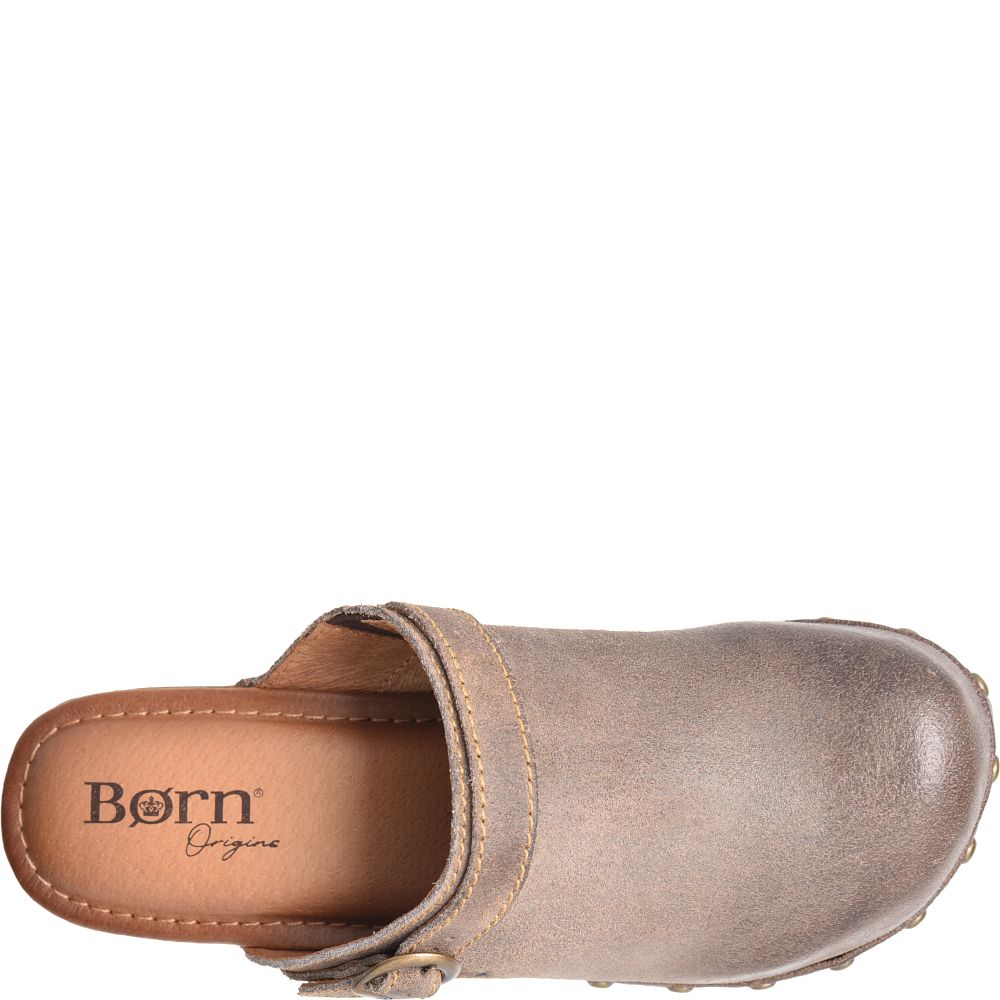 Born Jewel Clogs Taupe Avola Distressed Product ID-q5JMJFfV