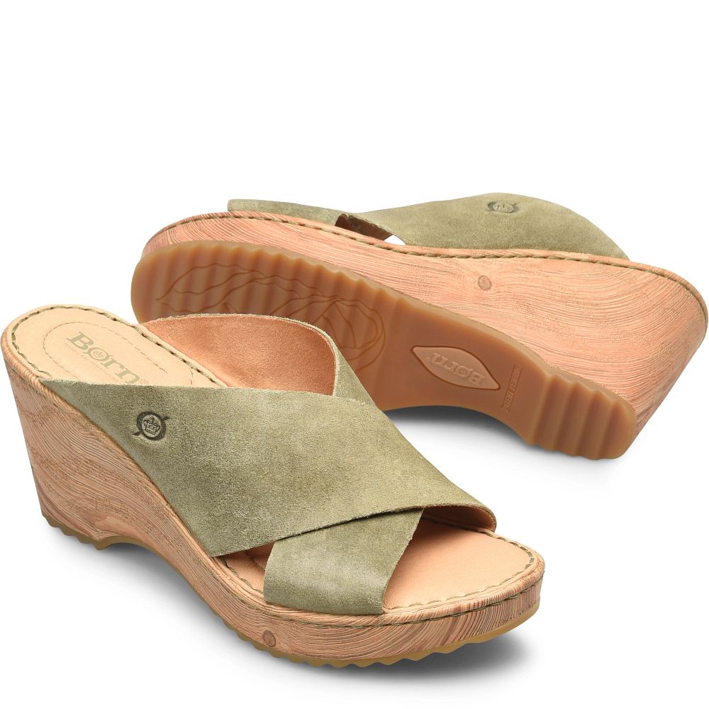 Born Nora Sandals Kiwi Suede Product ID-q8u8e0Ua