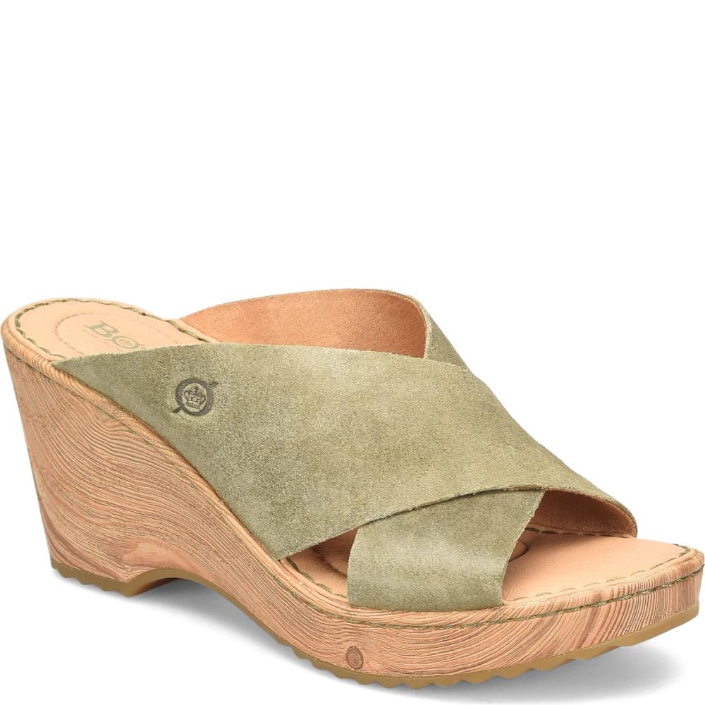 Born Nora Sandals Kiwi Suede Product ID-q8u8e0Ua