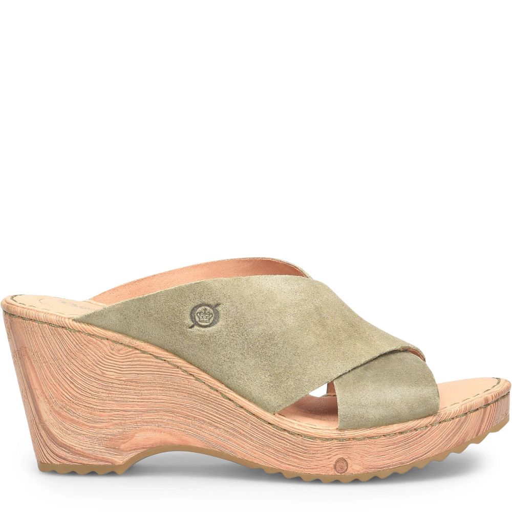 Born Nora Sandals Kiwi Suede Product ID-q8u8e0Ua