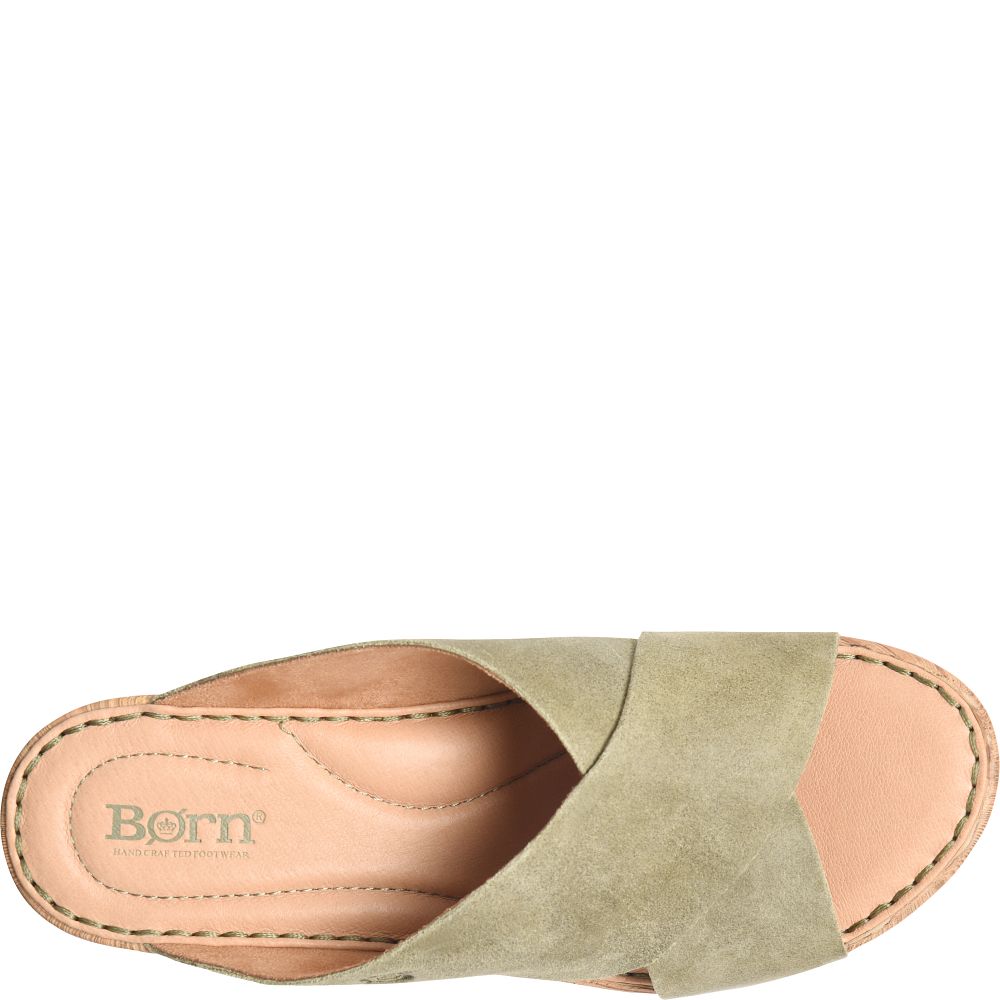 Born Nora Sandals Kiwi Suede Product ID-q8u8e0Ua