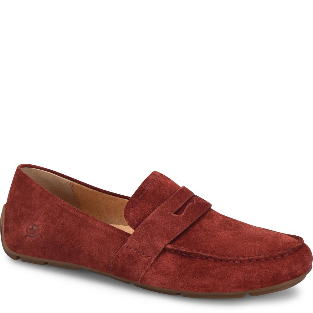 Born Melinda Slip-Ons Dark Brick Suede Product ID-ue5L7N4t