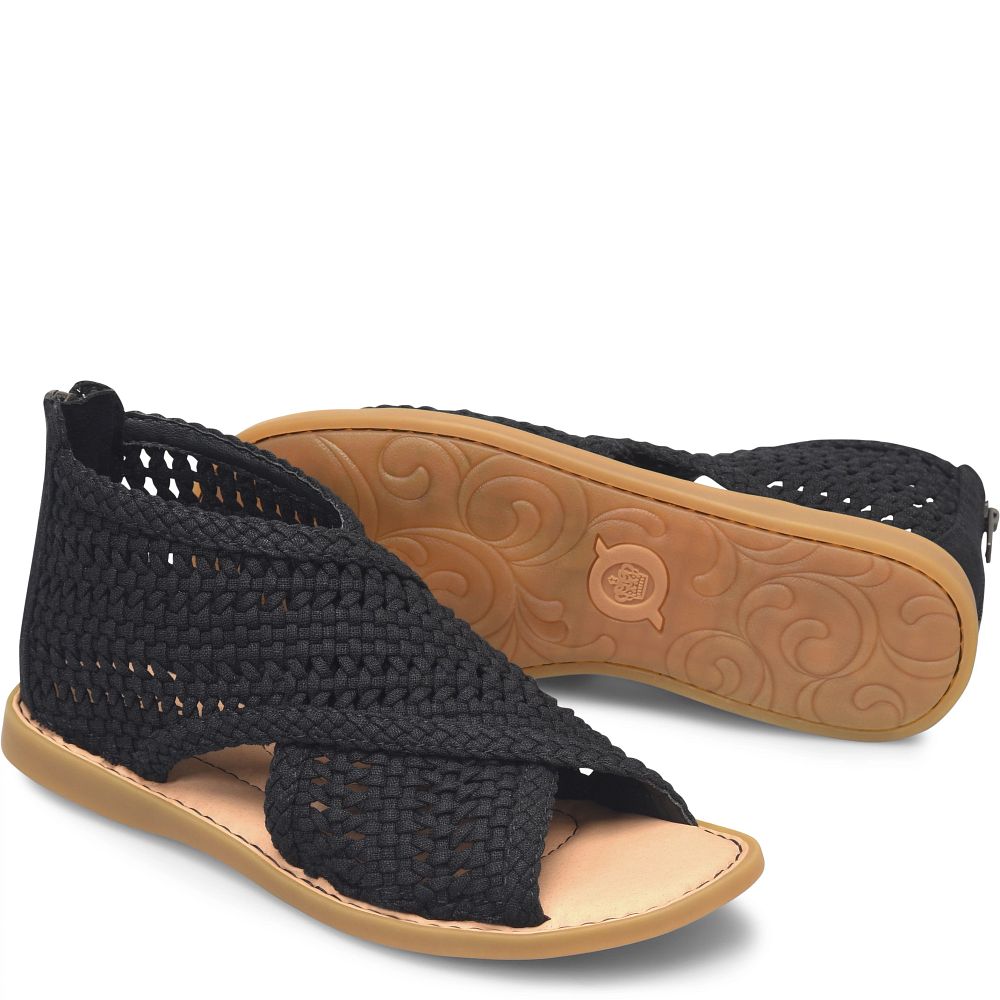 Born Iwa Mac Sandals Black Knit Fabric Product ID-zhEXMqZ6