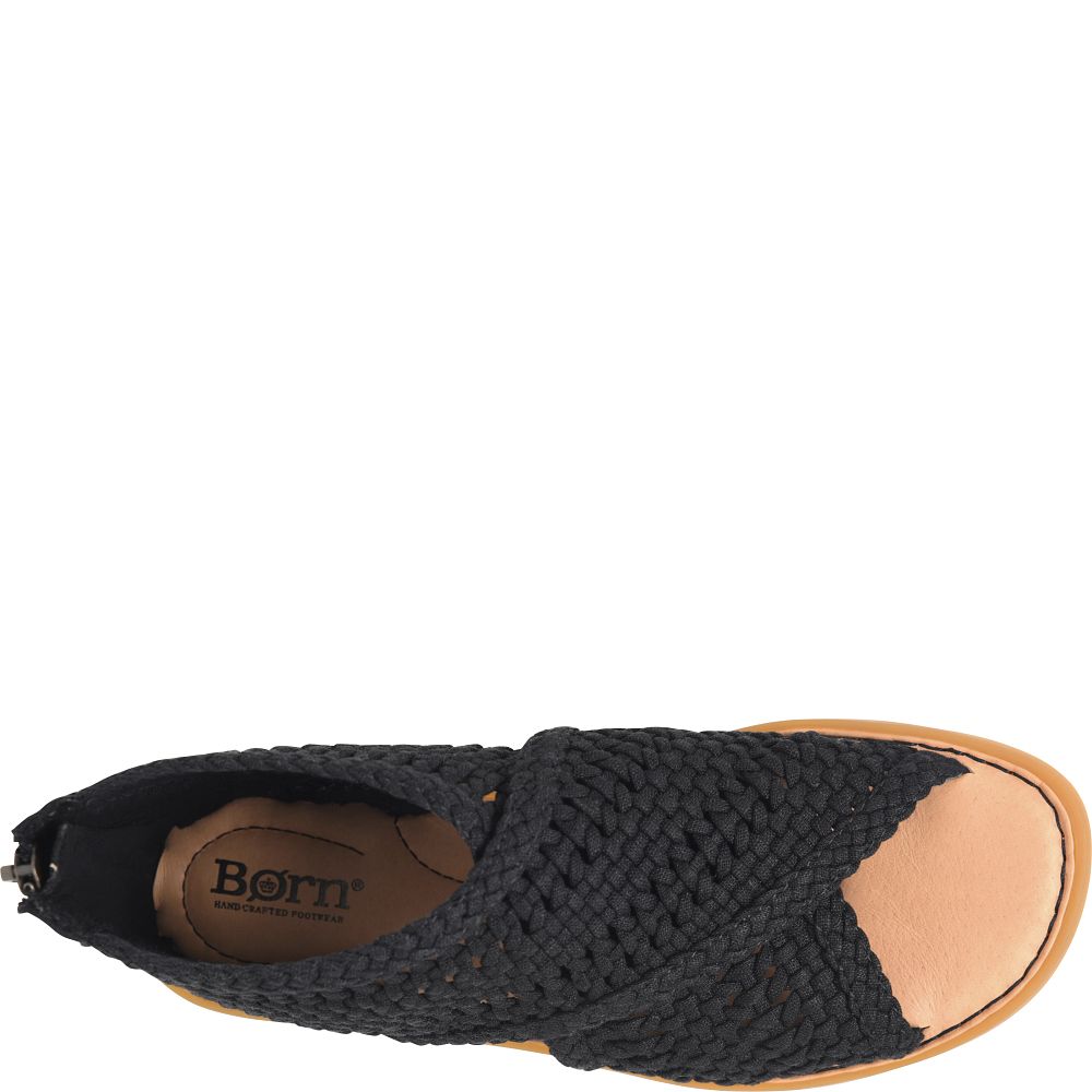 Born Iwa Mac Sandals Black Knit Fabric Product ID-zhEXMqZ6